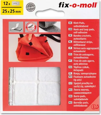 Produktbild von Klettpads fix-o-moll 25mm x 25mm weiß