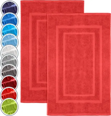 Produktbild von Badematte Badvorleger 2er Pack 50x80cm, 100% Baumwolle, Rot