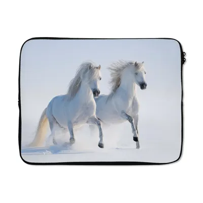 Produktbild von MuchoWow® Laptop Hülle 15 Zoll Winter - Pferde - Schnee Laptoptasche - Laptoptasche - Sleeve - Rundum-Schutz