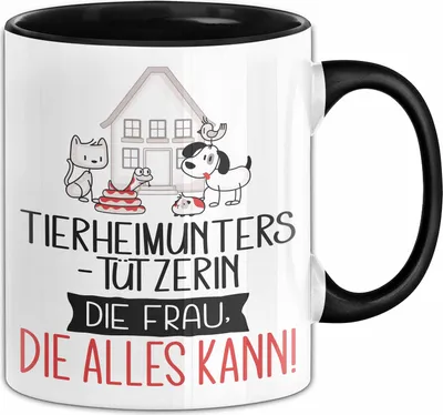 Produktbild von Tierheimunterstützerin Geschenk Tasse Becher Die Frau Die Allen Kann Geschenkidee für eine Tierheimunterstützerin Lustig (Schwarz)