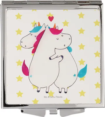 Produktbild von Mr. & Mrs. Panda Kosmetikspiegel Einhorn Mitteilung - Weiß - Geschenk, Valentinstag, Spruch, Handspiegel, Frauen Spiegel, Reisespiegel, Liebe, Reise, Schminkspiegel