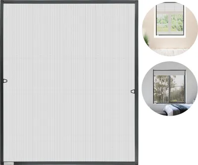 Image de Clanmacy Moustiquaire Protection contre les insectes Fenêtre 120 x 140 cm Protection contre les moustiques avec cadre en aluminium Kit Moustiquaire Protection contre les mouches Anthracite