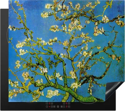 Produktbild von KitchenYeah© Herdabdeckplatte Mandelblüte - Vincent van Gogh , 57x51cm, Küche Deko, Glaskeramikkochfeld Herdabdeckung, Abdeckplatte fùr Kochfeld
