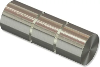Produktbild von Interdeco Endstücke Rillenzylinder für Gardinenstangen 20 mm Ø, Edelstahl-Optik, Modell Elanto (Packung 2 Stück)