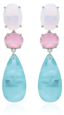 Produktbild von Lange Silberohrringe mit farbigem Glas AGT-E120PC