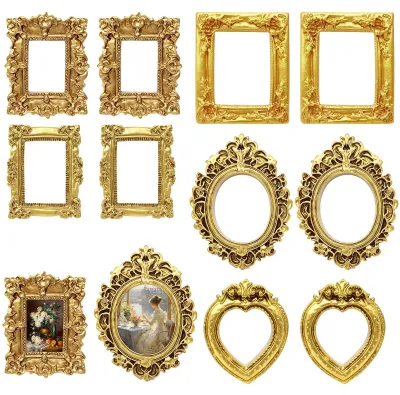 10er-Pack kleine goldene Barock-Fotoliste, Vintage, Mini, 15x12 cm