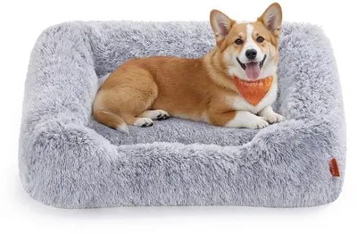 Image de Lit pour chien, coussin pour chien, 91 x 68 x 18 cm, manteau pour chien, rembourrage moelleux, canapé pour chien, bords relevés, housse amovible et lavable en machine, antidérapant, gris PGW272G01