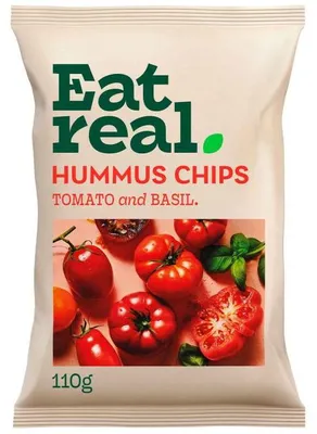 Produktbild von Eat Real Hummus Chips Tomato and Basil 110g