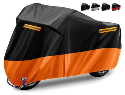 Produktbild von Motorradabdeckung Outdoor Schutzhülle wasserdicht für Harley-Davidson, Suzuki, Yamaha (Orange, 265 x 105 x 125 cm)