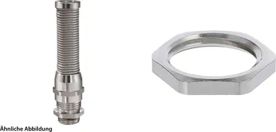 Produktbild von WISKA Verschraubung mit M-Biegeschutz und Gegenmutter M16x1,5 inkl. O-Ring Messing (CuZn) vernickelt Gewindelänge 5,0mm