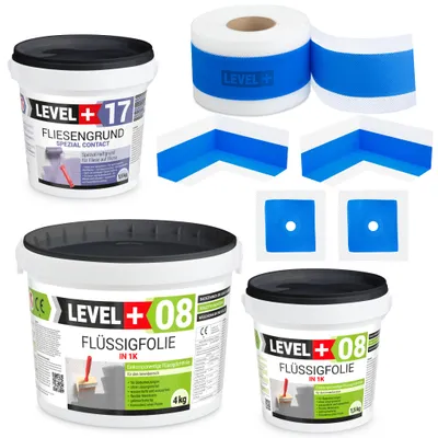 Produktbild von Dichtset Bad Dusche Flüssigfolie 5,5kg Fliesengrund Innenecke Dichtband SET332