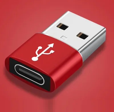 Produktbild von USB-A auf USB-C Adapter 3.0 OTG rot Stecker Laptop Smartphone Konverter Buchse Laden Daten  rot