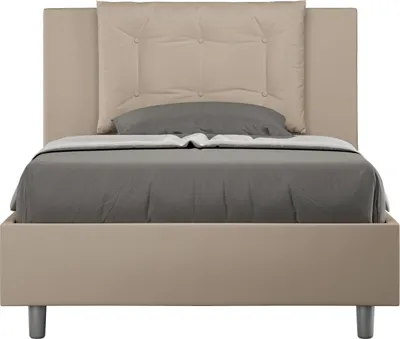 Produktbild von ITYHOME - Gepolstertes Bett mit Bettkasten 120x210 mit Kunstlederbezug Taubengrau Annalisa