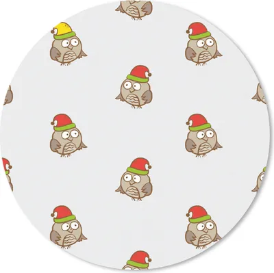 Produktbild von MuchoWow® Mauspad Mousepad Eule - Weihnachtsmannmütze - Cartoon - Kind - Design 20x20 cm - Mousepads - Maus Mat - Pad - Mausunterlage - Schreibtischmatte