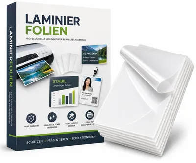 Produktbild von 100x Dicke Laminierfolien zur Folierung - Laminiertaschen DINA4 - Glänzend - transparent 100 Stück - Transparent zum Schutz von Dokumenten