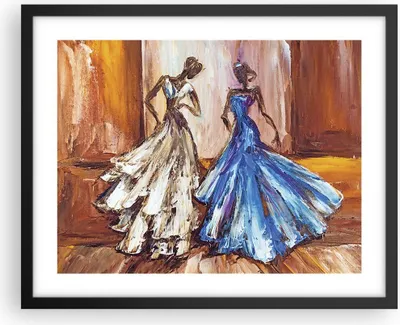 Produktbild von Gerahmtes Poster - Schwarzer Rahmen - Frauen Kleider Öl - 50x40 cm - Wand Bild - Wanddeko - Wandbilder - Kunstposter - Wandposter - Bilderrahmen - Bilder - Kunstdruck - Wandbild - P2BAA50x40-4172