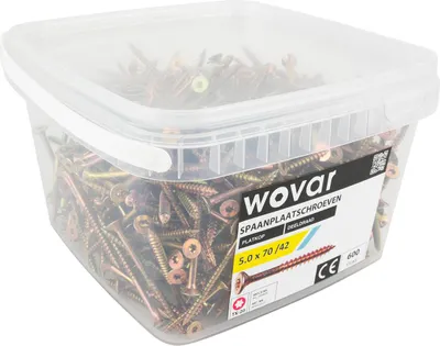 Produktbild von Vorteilseimer Spanplattenschrauben Gelb Verzinkt 5,0 x 70 mm Torx 20 Teilgewinde - 600 Stück