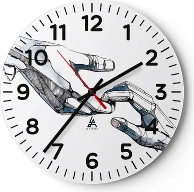 Produktbild von Wanduhr - Rund - Glasuhr - Surrealismus Hände Hilfe - 30x30cm - Schleichendes Uhrwerk - Lautlos - zum Aufhängen bereit - Dekoration Modern - Wanddekoration aus Glas - C4AR30x30-4438