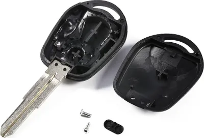 Productafbeelding van Sleutelhouder voor autosleutels, zwarte bevestigingsplaat, 2 knoppen, slijtvast, geschikt als vervanging voor autosleutels van het merk SSANGYONG