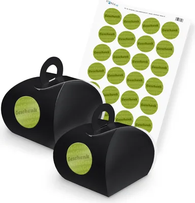 Produktbild von itenga SET Geschenk (Motiv 4) 24x Geschenkschachtel mit Griff schwarz + Stickerb