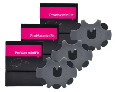 Produktbild von INF ProWax miniFit Wachsfilter x3 kompatibel mit Oticon ABS 1.5cm x 1.5cm