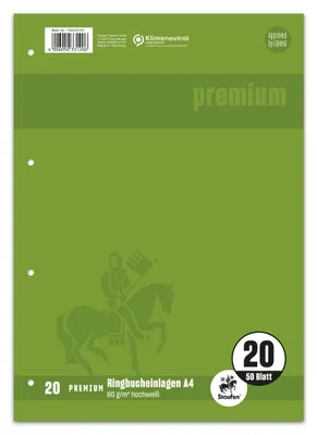 Produktbild von Ringbucheinlage PREMIUM LIN 20 - A4, 90 g/qm, 50 Blatt, 2 St.