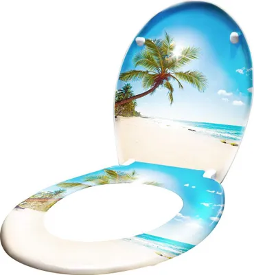 Produktbild von YARDIN WC Sitz Toilettendeckel mit Absenkautomatik Toilettensitz Universal Größe Toilettensitz aus Hartplastik Antibakteriell Klodeckel aus Duroplast Strand