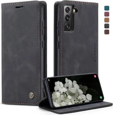 Image de Caseme Samsung Galaxy S22 5G Housse cuir premium noir