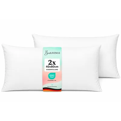 Produktbild von Innenkissen 40x80 cm Mikrofaserbezug 2er Pack – Inlett Kissen mit Polyesterfüllung, formstabil, waschbar, für Kissenhüllen und Dekokissen