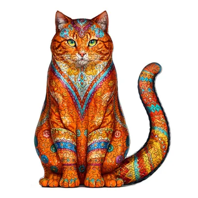 Produktbild von Holzpuzzle Keramikkatze 210 Teile – Tierpuzzle aus Holz für Erwachsene