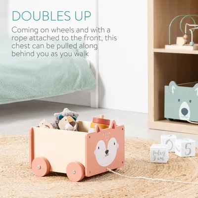 Produktbild von Navaris Spielzeugkiste Kiste Aufbewahrung für Spielzeug - Aufbewahrungsbox für Kinderzimmer - 26,4x20x25,8cm Spielkiste für Kinder - mit Rädern