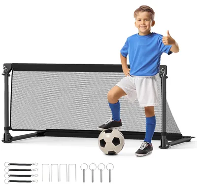 Produktbild von COSTWAY 100 x 50 x 47 cm Fußballtor, Fussballtor mit stabilem Metallrahmen, PE-Netz & 4 U-förmige Erdspieße, Montage, Outdoor-Trainingsausrüstung