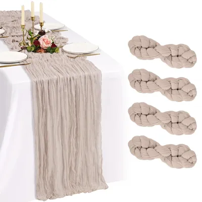 Produktbild von Solidchoice – 4er-Set, braunes Käsetuch, Tischläufer – Boho-Tischdekoration