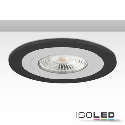 Produktbild von ISOLED Einbaurahmen rund, Lochausschnitt 80mm, schwarz + Alu weiß, für GU10/MR16 Spots