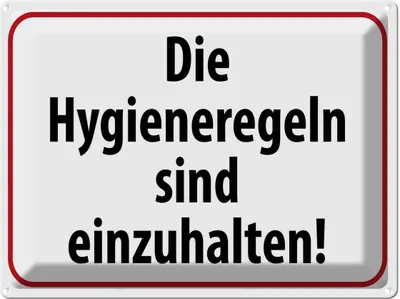 Produktbild von vianmo Blechschild 30x40 cm Hygieneregeln sind einzuhalten Warnschild Hinweisschild Sicherheit Vorsicht