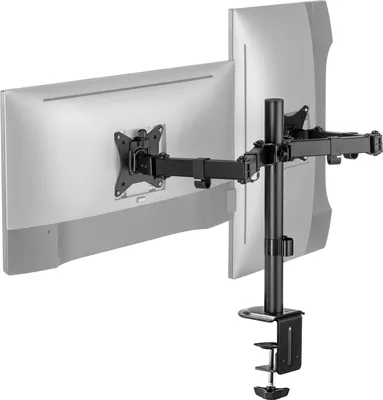 Obrázok produktu pre Spacetronik - Držiak monitora - Držiak pre dva monitory - Držiak monitora nastaviteľný zľava doprava, zhora nadol - Uhlopriečka od 17 do 32 palcov - Výškovo nastaviteľná výška monitora - VESA 75/100