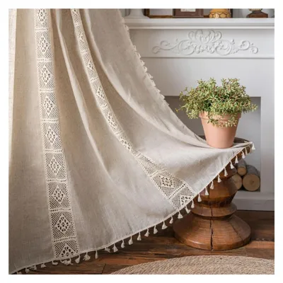 Image de Rideaux en lin avec franges, pour salon et chambre