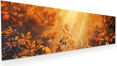 Produktbild von Glasbild 120x40cm in XXL für Wohnzimmer, Schlafzimmer Motiv Herbstlicher Wald