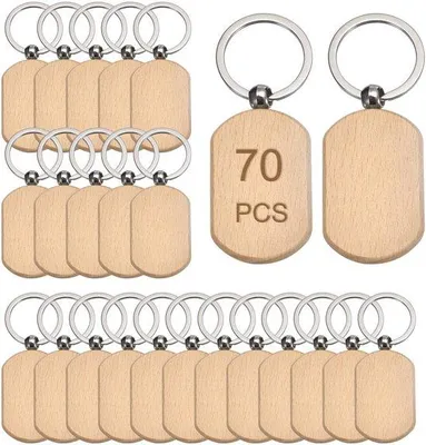 Immagine prodotto di Gancio portachiavi in legno bianco, 1,93 x 1,26 pollici, con serratura per incisione, per kit di montaggio fai da te 70