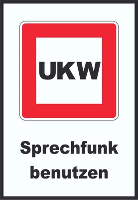 Produktbild von Sprechfunk zu benutzen Schild mit Symbol und Text A0 Rückseite selbstklebend