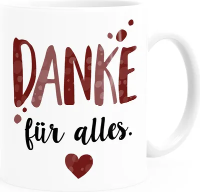 Produktbild von Kaffee-Tasse Danke für Alles Dankeschön-Geschenke Vatertag Muttertag Geburtstag Weihnachten Herz Moonworks® rot weiß Keramik-Tasse