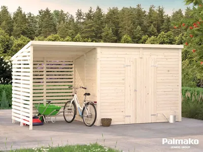 Produktbild von Gartenhaus Palmako Leif 4,5+2,9 m² inkl. Fußboden 467 x 187 cm tauchgrundiert