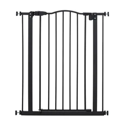 Produktbild von PawHut 74–80 cm erweiterbares Hundeschutzgitter, aufsteckbares Treppenschutzgitter ohne Bohren, doppelt verriegelbar, selbstschließend, 94 cm Höhe, schwarz
