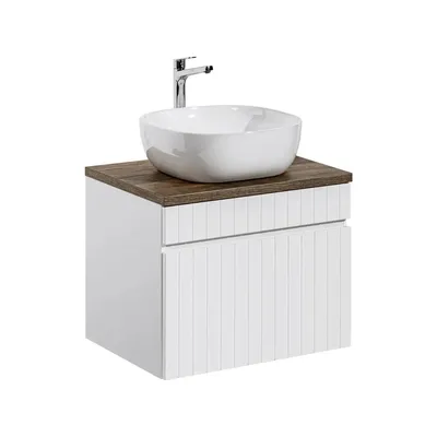 Zdjęcie produktu dla Szafka Łazienkowa 60 Cm Biała 1 Szuflada Frezowana Pod Umywalkę Mdf