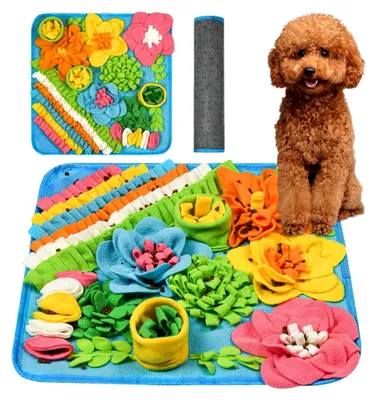 Produktbild von Schnüffelteppich für Hunde, Futterschnüffelmatte, interaktives Hundespielzeug, Spielteppich für alle Hunderassen, 39 x 39 cm