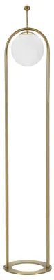 Image de Lampadaire Glamy Arc en fer doré et verre opalin Ø 28 cm