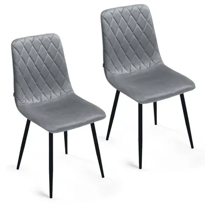 Produktbild von Lina® Elisia Esszimmerstuhl im modernen Design - Samt - Bequemer Stuhl für Ihr Esszimmer, hochwertiger Stoff, ergonomische Form - 2er Set - Grau