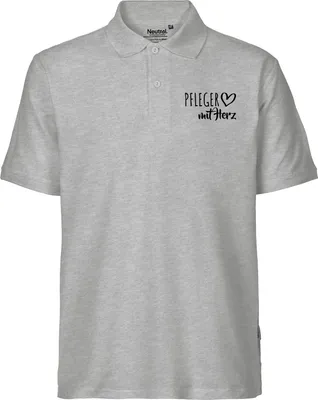 Produktbild von Huuraa Herren Polo Shirt Pfleger mit Herz L Sport Grey Bio Baumwolle Fairtrade Poloshirt Geschenkidee