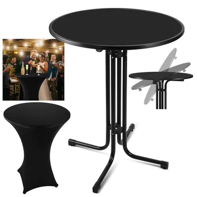 Obrázek produktu pro Jopassy barový stůl bistro stůl kovový zahradní stůl Ø 80 cm barový stůl černý včetně krytu