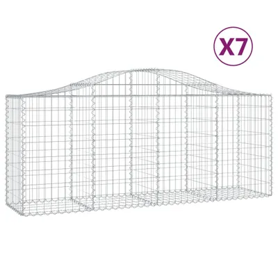 Produktbild von vidaXL Gabionen mit Hochbogen 7 Stk. 200x50x80/100 cm Verzinktes Eisen
